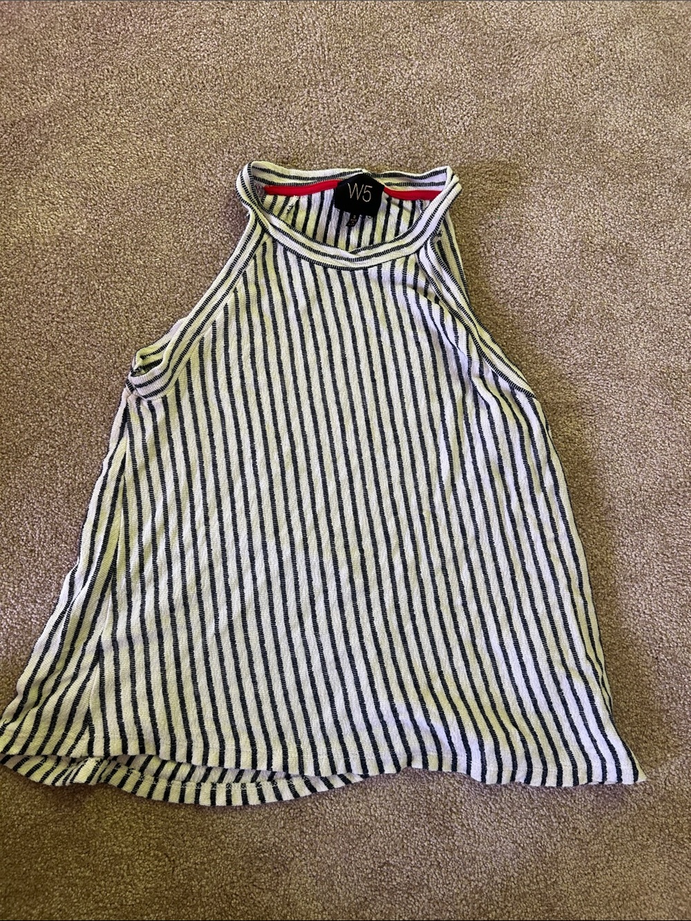 ❤️ 3/$18 W5 Black & White Striped High-Neck Halter Tank